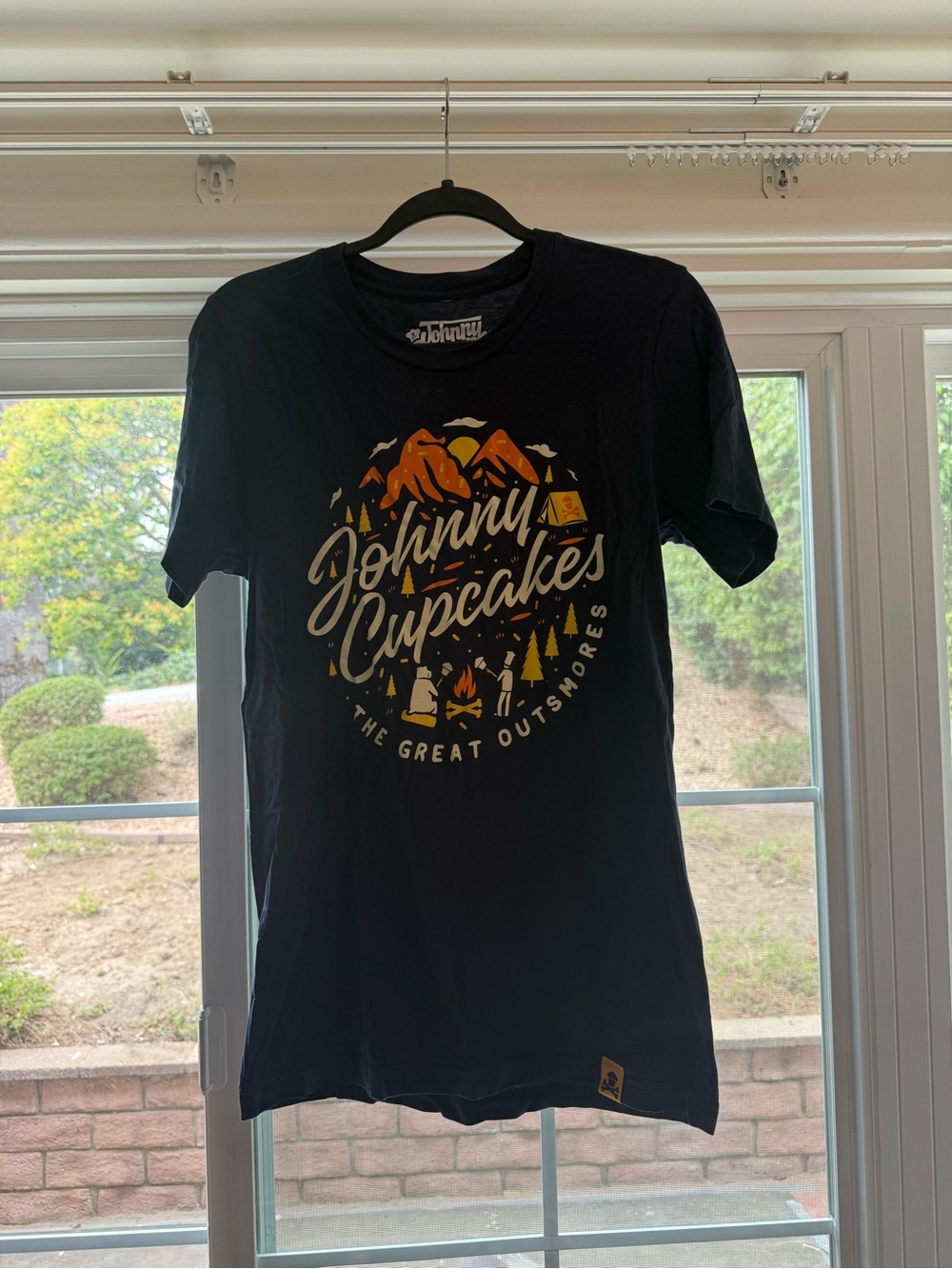 Johnny Cupcakes Navy Outdoor Graphic Short Sleeve Tee. Glow in the dark!
